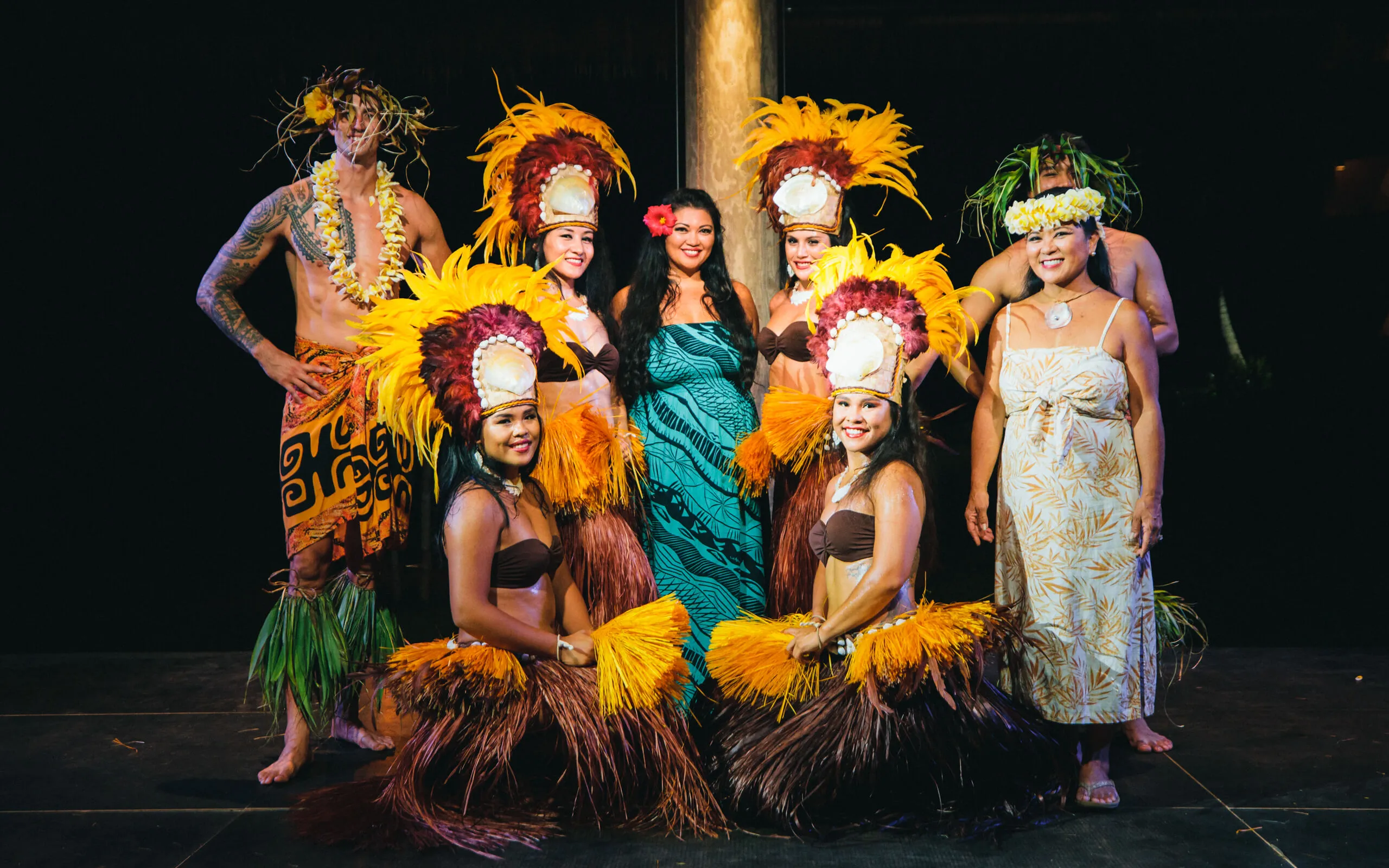 Luau Ka Hikina cast in colorful Polynesian costumes